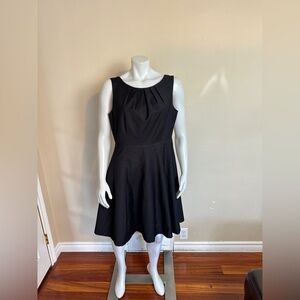 Yellow Moon - black sleeveless dress. Back zipper. A-line skirt. Pleat neck.  XL